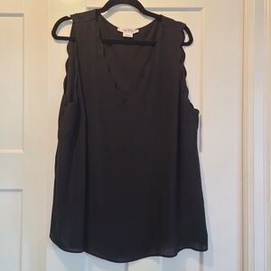 Addition Elle Black Scalloped Sleeveless Blouse